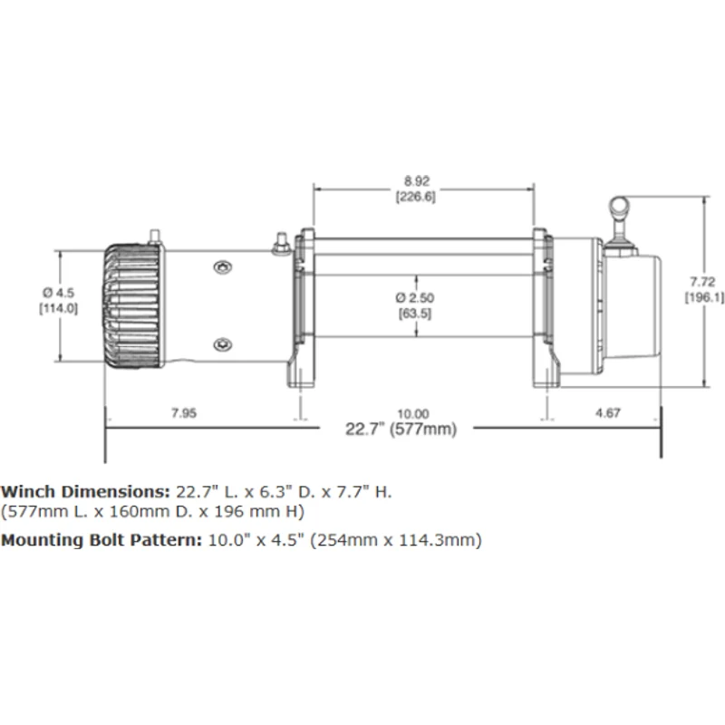 Warn 9.5XP-S Winch, Pull Capacity 9,500 lb, 100 Feet Synthetic Rope Model 87310 - Image 3