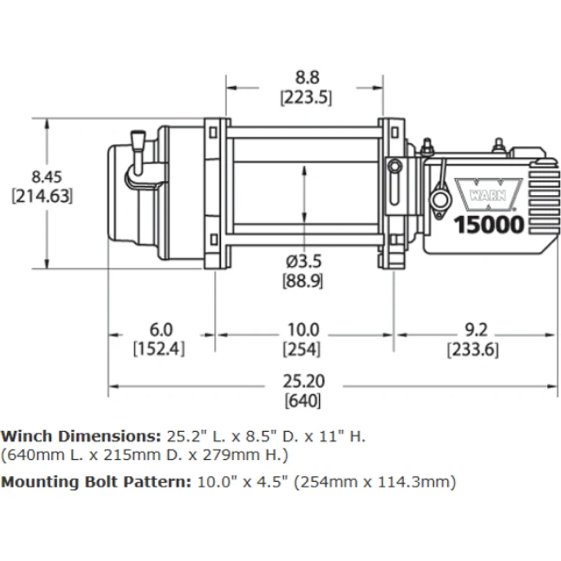 Warn M15 24V Heavyweight Winch 15,000 lb, With 90 Feet of 7/16 Inch Steel Rope Model 478022 - Image 3