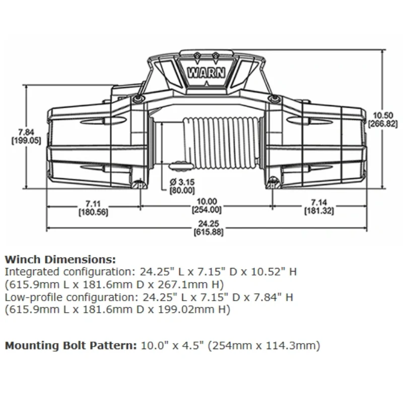 Warn ZEON 10-S Platinum Winch, Pull Capacity 10,000 lb, 100 Feet Of Spydura Synthetic Rope Model 92815 - Image 3
