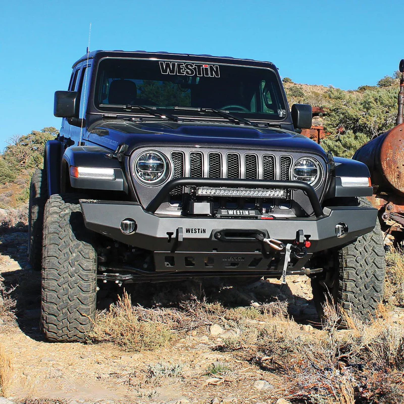 Westin WJ2 Full Width Front Bumper w/Bull Bar Steel Textured Black Model 59-80115 - Image 11