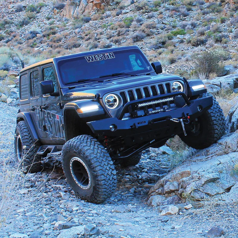 Westin WJ2 Full Width Front Bumper w/Bull Bar Steel Textured Black Model 59-80115 - Image 4