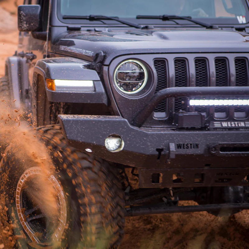 Westin WJ2 Full Width Front Bumper w/Bull Bar Steel Textured Black Model 59-80115 - Image 7
