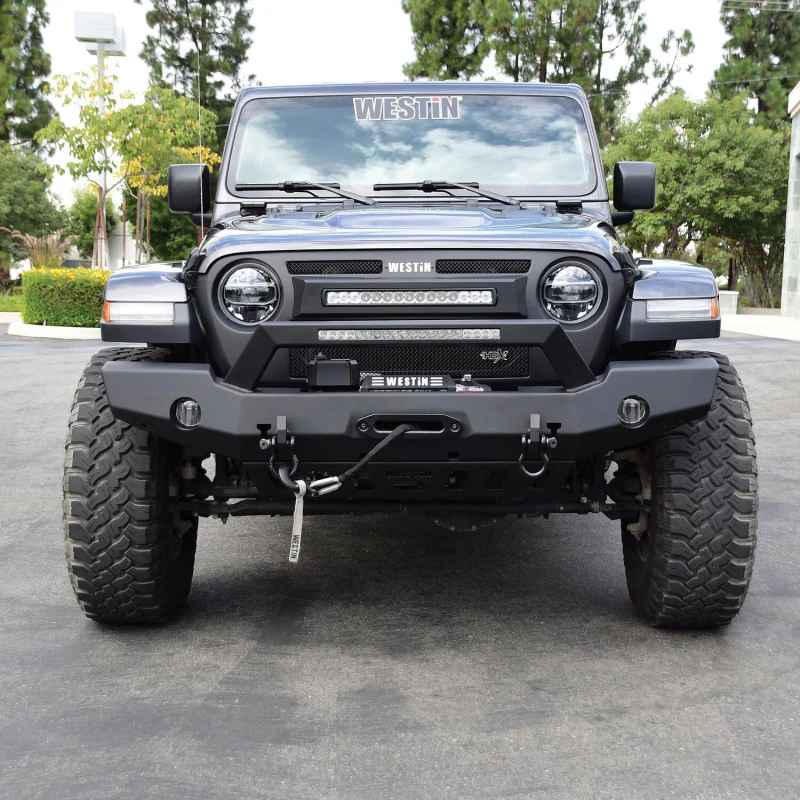 Westin WJ2 Full Width Front Bumper With LED Light Bar Mount Textured Black Steel Model 59-80125 - Image 4