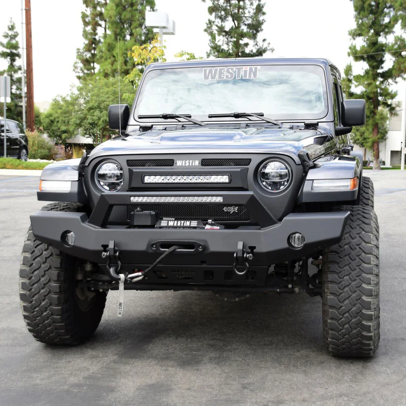 Westin WJ2 Full Width Front Bumper With LED Light Bar Mount Textured Black Steel Model 59-80125 - Image 5