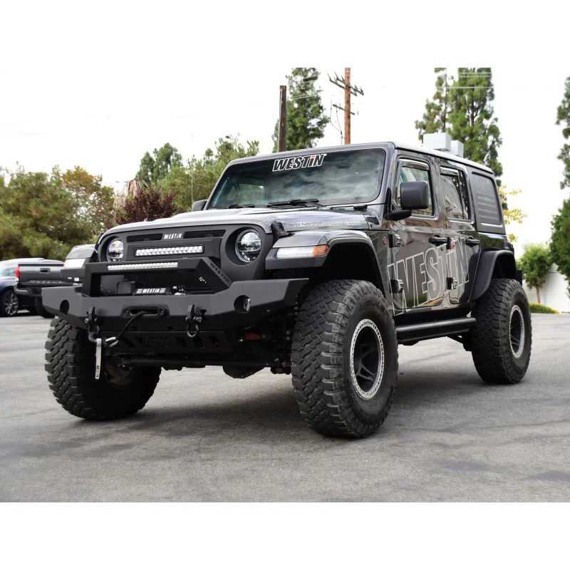 Westin WJ2 Full Width Front Bumper With LED Light Bar Mount Textured Black Steel Model 59-80125 - Image 6