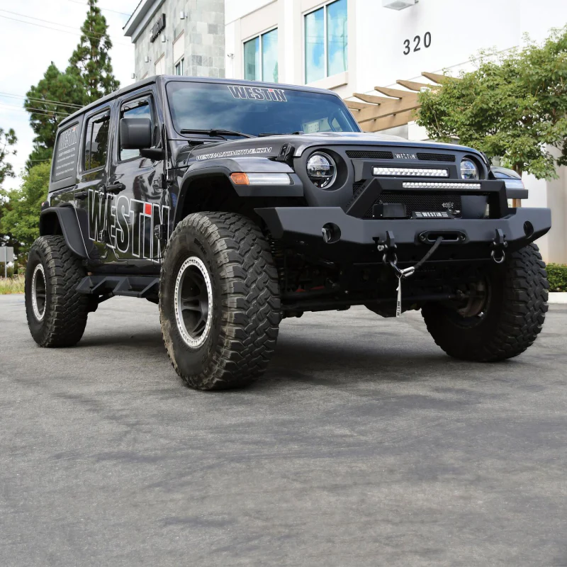 Westin WJ2 Full Width Front Bumper With LED Light Bar Mount Textured Black Steel Model 59-80125 - Image 7