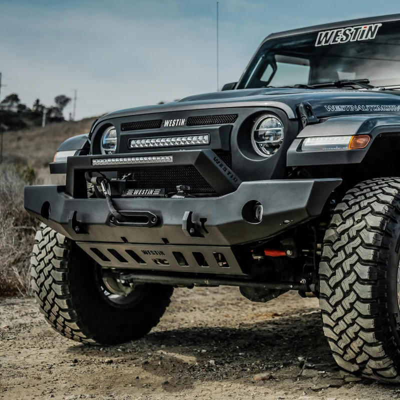 Westin WJ2 Full Width Front Bumper With LED Light Bar Mount Textured Black Steel Model 59-80125 - Image 8