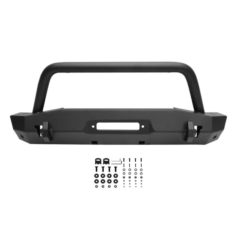 Westin WJ2 Stubby Front Bumper w/Bull Bar Steel Textured Black Model 59-80075 - Image 4