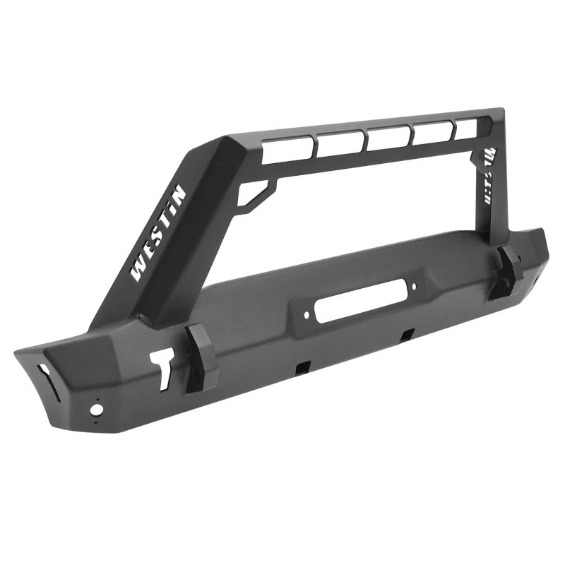 Westin WJ2 Stubby Front Bumper With LED Light Bar Mount Textured Black Steel Model 59-80085 - Image 2