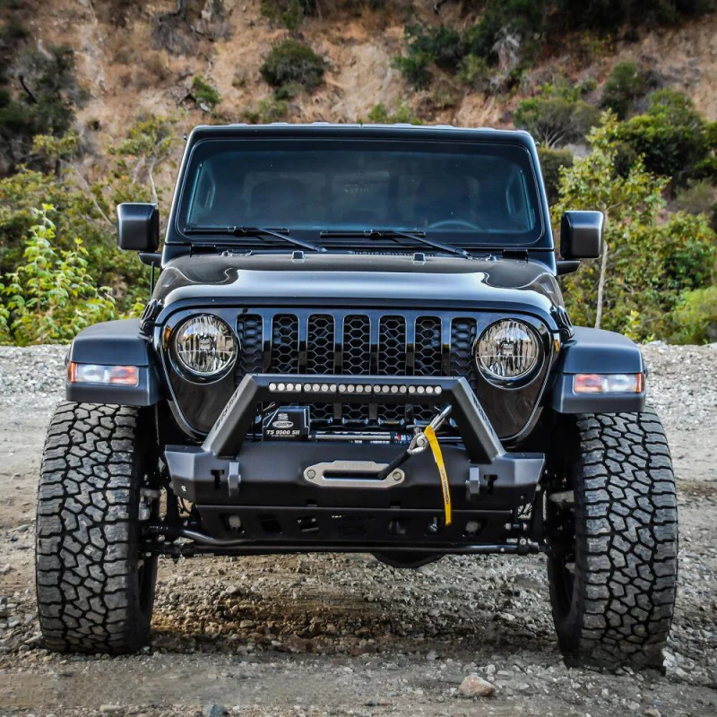 Westin WJ2 Stubby Front Bumper With LED Light Bar Mount Textured Black Steel Model 59-80085 - Image 9